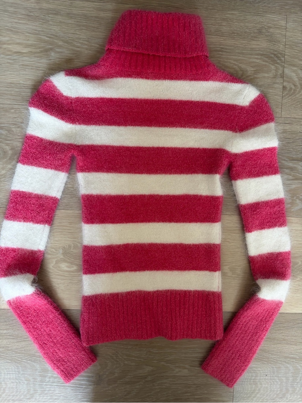 Bebe Pink Striped Rhinestone Turtleneck Sweater XS - Picture 2 of 6